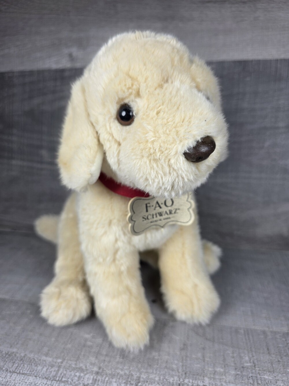 FAO Schwarz Labrador Puppy Dog 10" Plush Stuffed Animal Yellow Lab Realistic b54